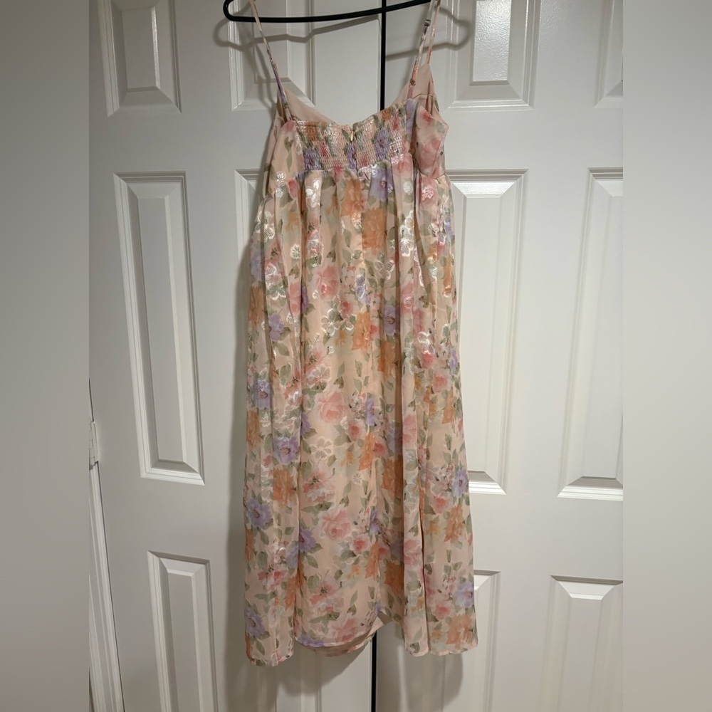 🌸 NWOT Romantic Floral Midi Dress Boutique Girly Pastel Bridal Wedding 🌸 - Picture 4 of 8